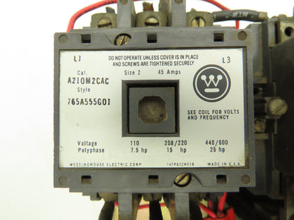 Westinghouse 765A555G01 Motor Reversing Starter 7.5-25 Hp 110-600V 3PH