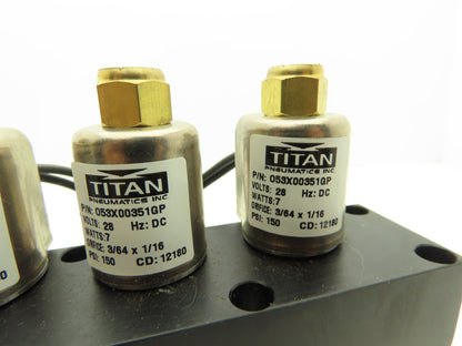 Titan Pneumatic 3-Station Kneeling Module Solenoid Valve Manifold 28VDC 1/4"NPT