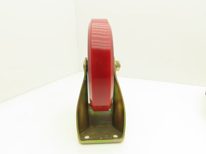 200x42mm 8" Red Polyurethane Rigid Plate Caster Wheel  Lot of 4