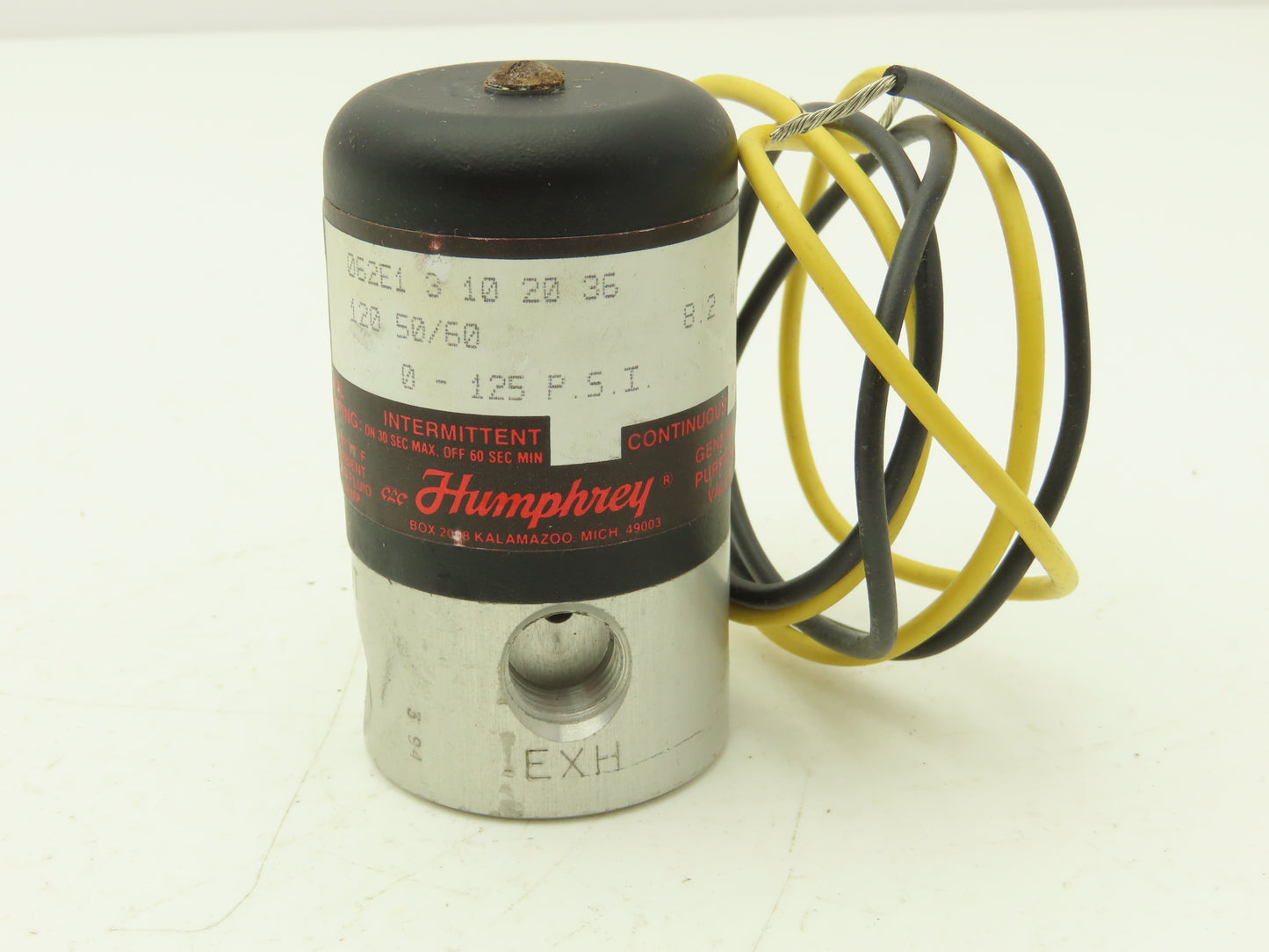 Humphrey 062E1-3-10-20-36 Solenoid Valve 0-125psi 1/4" NPT 120V Continuous Coil