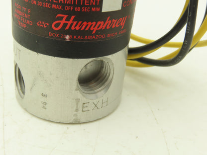 Humphrey 062E1-3-10-20-36 Solenoid Valve 0-125psi 1/4" NPT 120V Continuous Coil