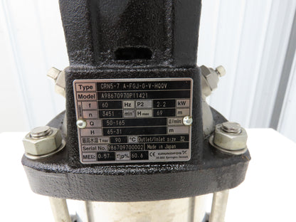 Grundfos CRN5-7 A-FGJ-G-V-HQQV Inline Centrifugal Pump 1-1/4" Flanged 230/460V