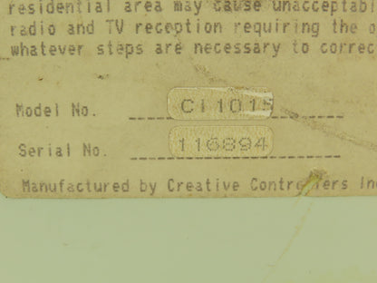 Creative Controllers Inc 5200 Series Controller Box 115V CI 1015