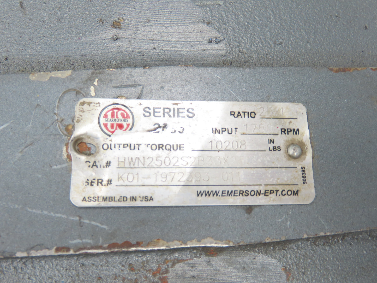 Emerson US Motors HWN2502S2B33X25U213TC Gearbox 25:1 Reducer Dual Shaft 213TC