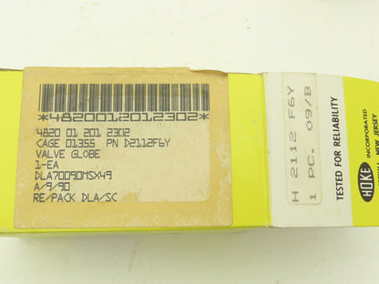 Hoke 2112 F6Y Hydraulic Needle Valve Bar Stock Screwed Bonnet 316 SS Lot of 2