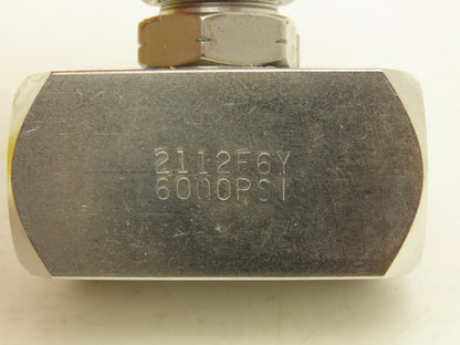 Hoke 2112 F6Y Hydraulic Needle Valve Bar Stock Screwed Bonnet 316 SS Lot of 2