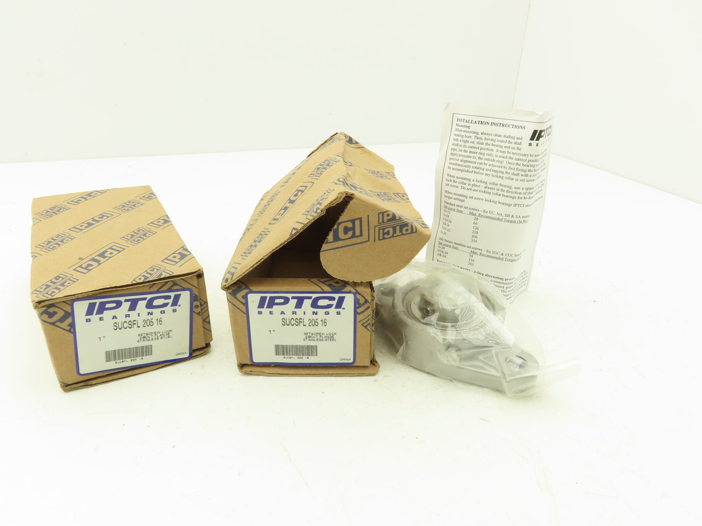 IPTCI SUCSFL 205 16 Stainless Steel Flange Bearing 2-Bolt 1" Bore  Lot of 2