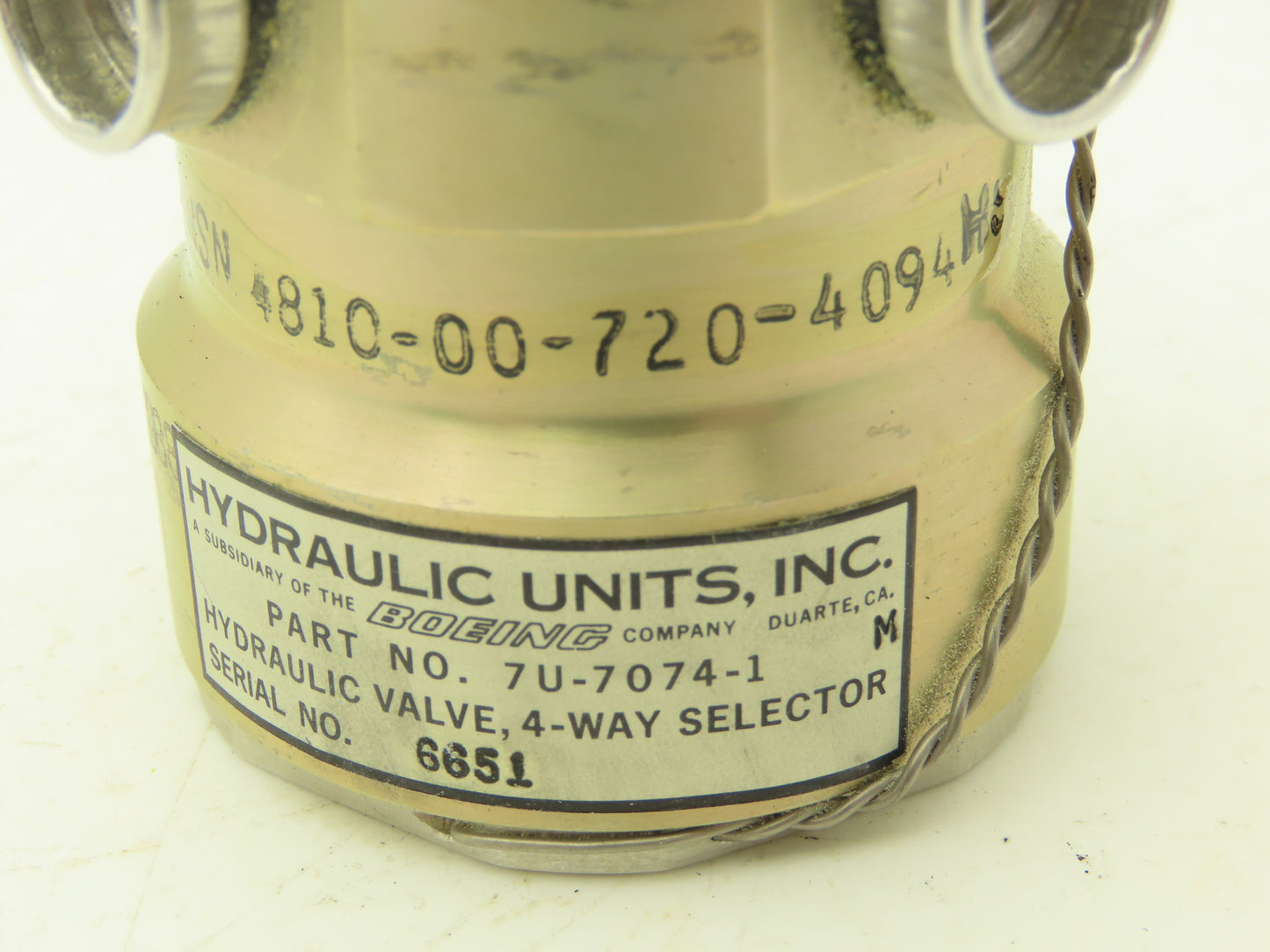 Ronson Boeing 7-U-7074-1 Hydraulic Valve 4-Way Selector SAE Military Surplus