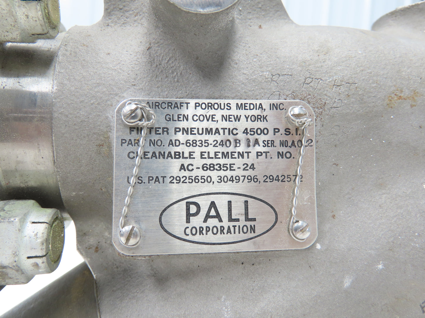 Pall AD-6835-240B1A High Pressure Steel Pneumatic Filter Butt Weld 4500psi