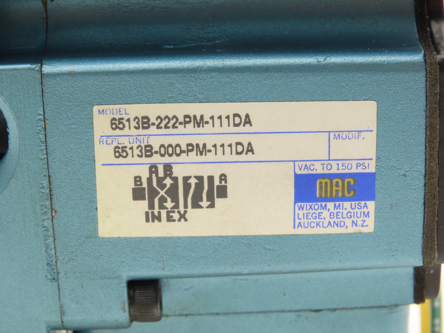 MAC 6513B-222-PM-111DA Pneumatic Solenoid Valve 4 Way Light 120VAC 50/60Hz