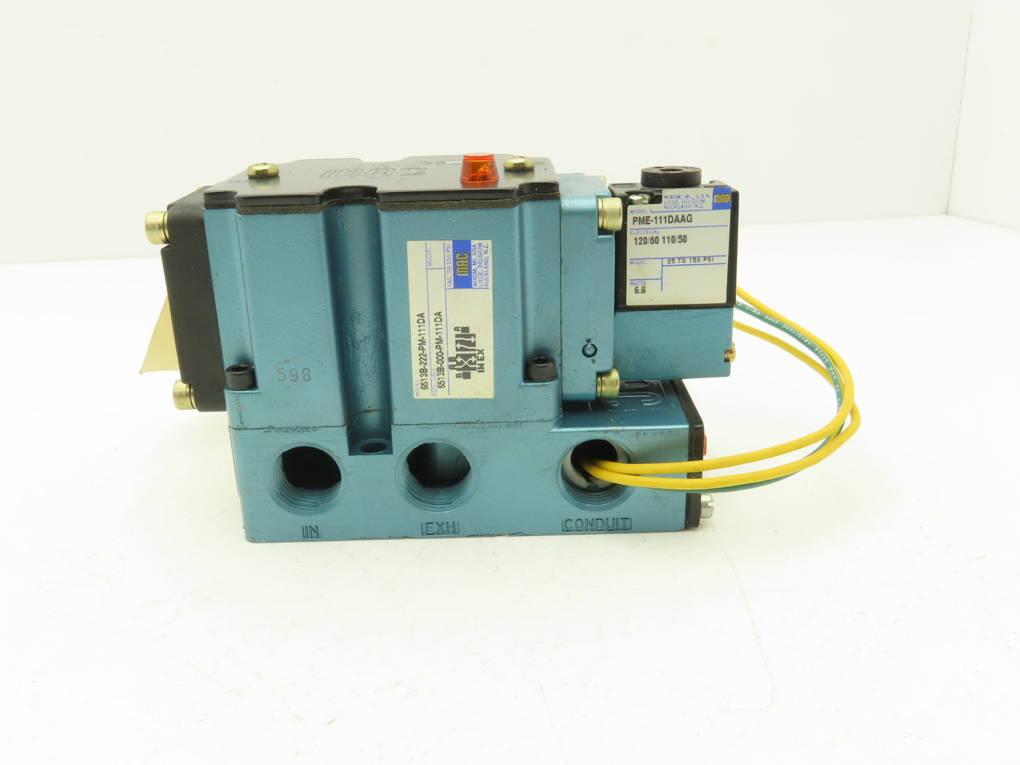 MAC 6513B-222-PM-111DA Pneumatic Solenoid Valve 4 Way Light 120VAC 50/60Hz