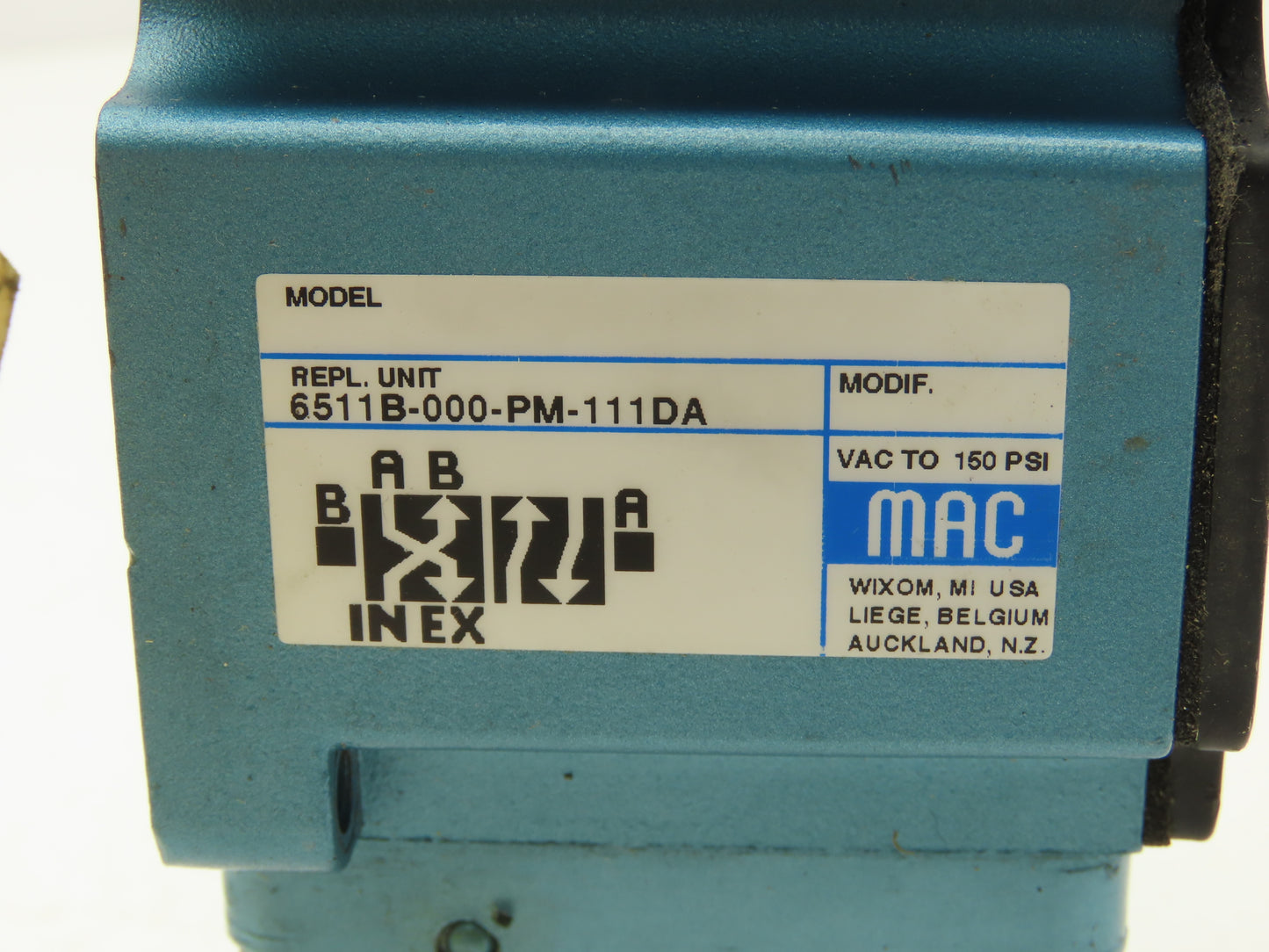 MAC 6511B-000-PM-111DA Pneumatic Solenoid Valve Single Acting 120VAC 50/60Hz