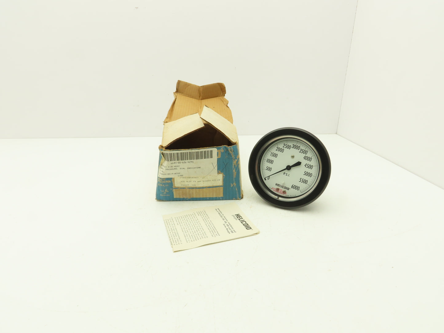 Helicoid 430L HD57 4.5" Dial Pressure Gauge 0-6000 PSI 1/4"NPT Panel Mount