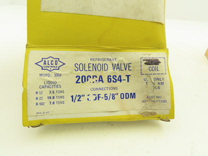 Alco 200RA 6S4-T Refrigerant Solenoid Valve W 24VDC Coil R-12 R-22 R-502
