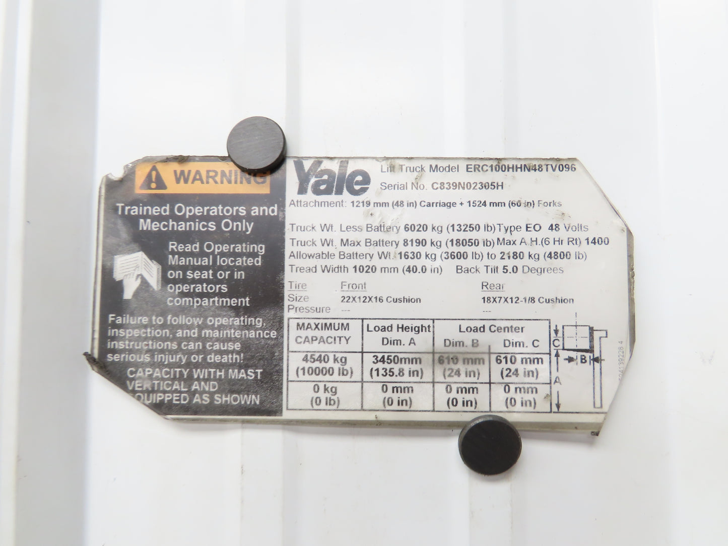 Yale Forklift Brake Pedal Master Cylinder Assembly Off ERC100HHN48TV096