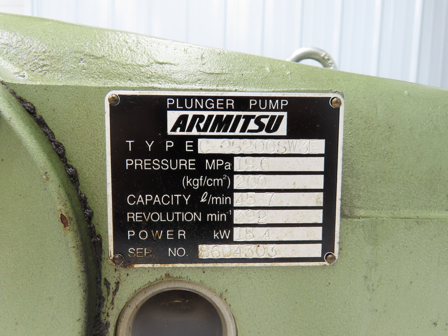 Arimitsu C-25200SW3E Stainless Triplex Plunger Pump 45.7L/min 2842psi 18.4kw