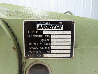 Arimitsu C-25200SW3E Stainless Triplex Plunger Pump 45.7L/min 2842psi 18.4kw