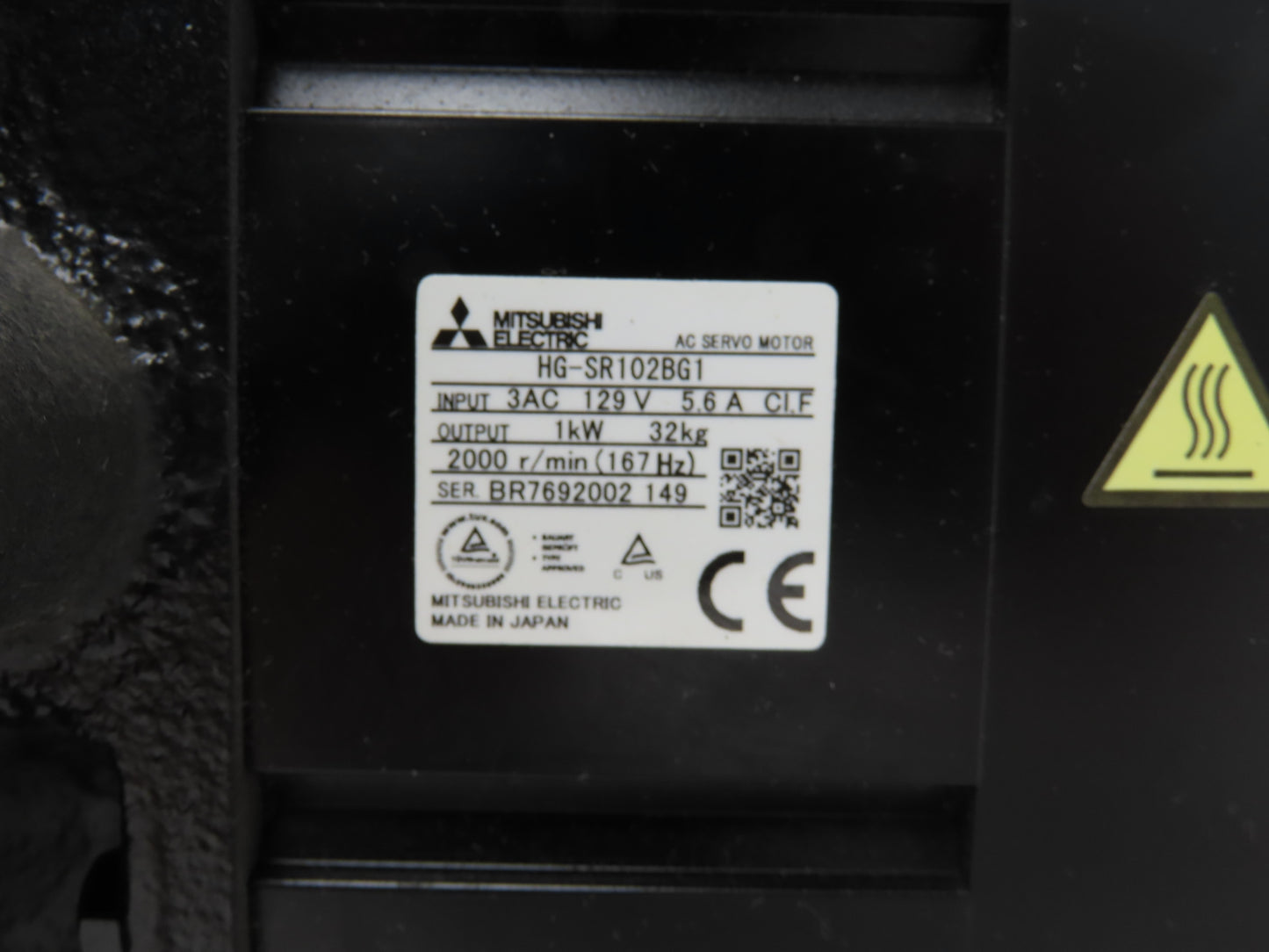 Mitsubishi HG-SR102BG1 AC Servo Gear Motor 1kw 3PH 29:1 Ratio Reducer 69 RPM