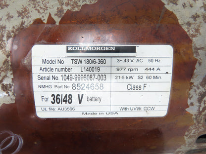 Yale TSW 180/6-360 Forklift Traction Drive Motor 36/48V 21.5kW Off ERC100HHN