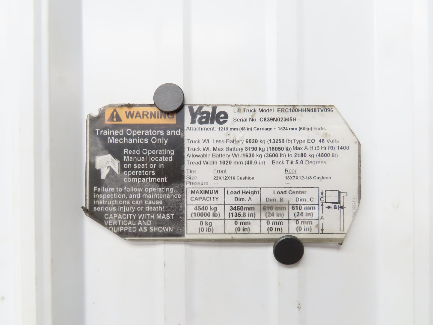 Yale TSW 180/6-360 Forklift Traction Drive Motor 36/48V 21.5kW Off ERC100HHN