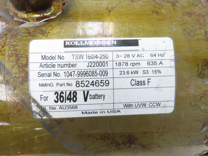 Yale TSW 160/4-250 Forklift Hydraulic Pump Motor 36/48V 23.6kW Off ERC100HHN