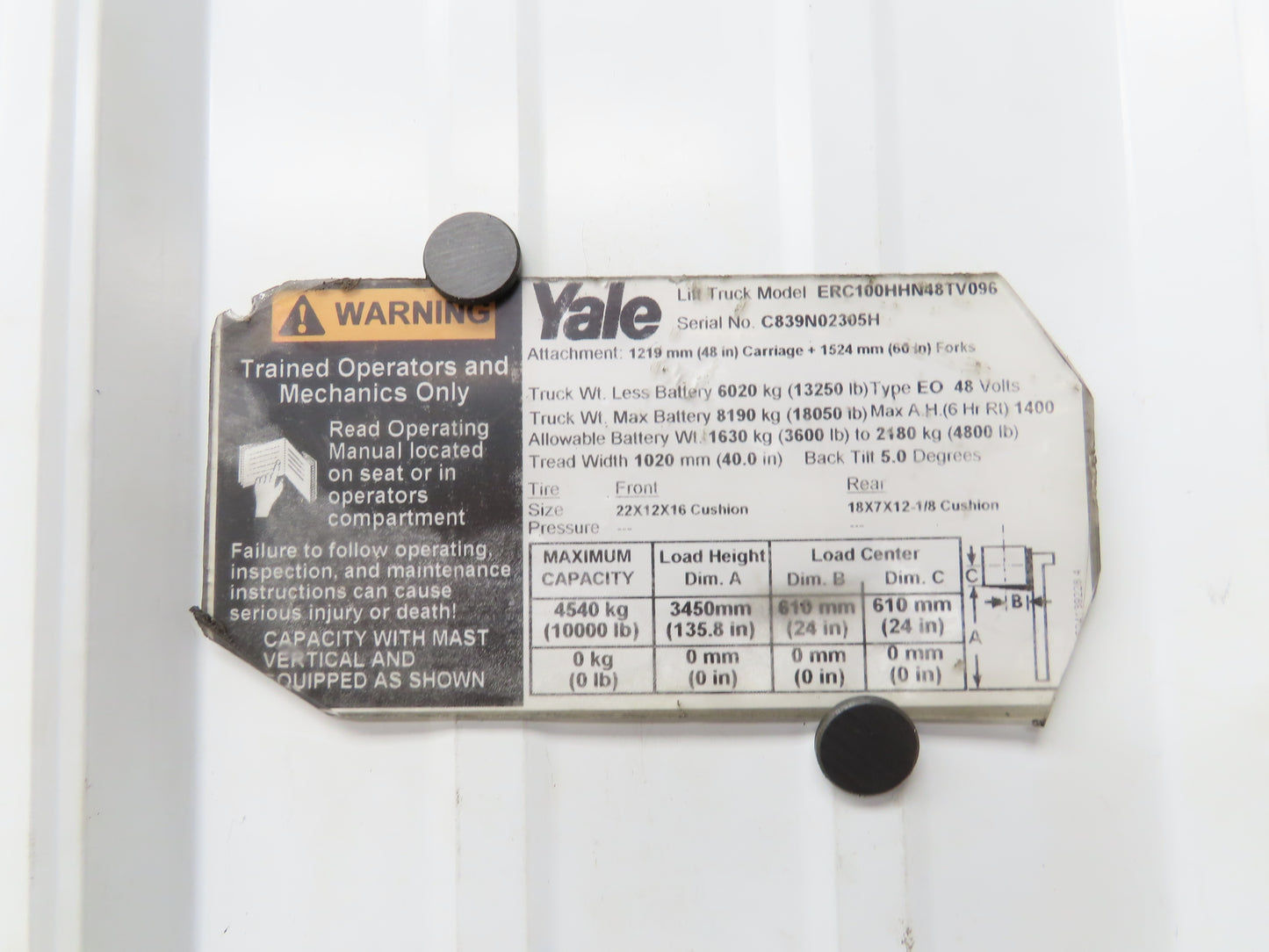 Yale TSW 160/4-250 Forklift Hydraulic Pump Motor 36/48V 23.6kW Off ERC100HHN