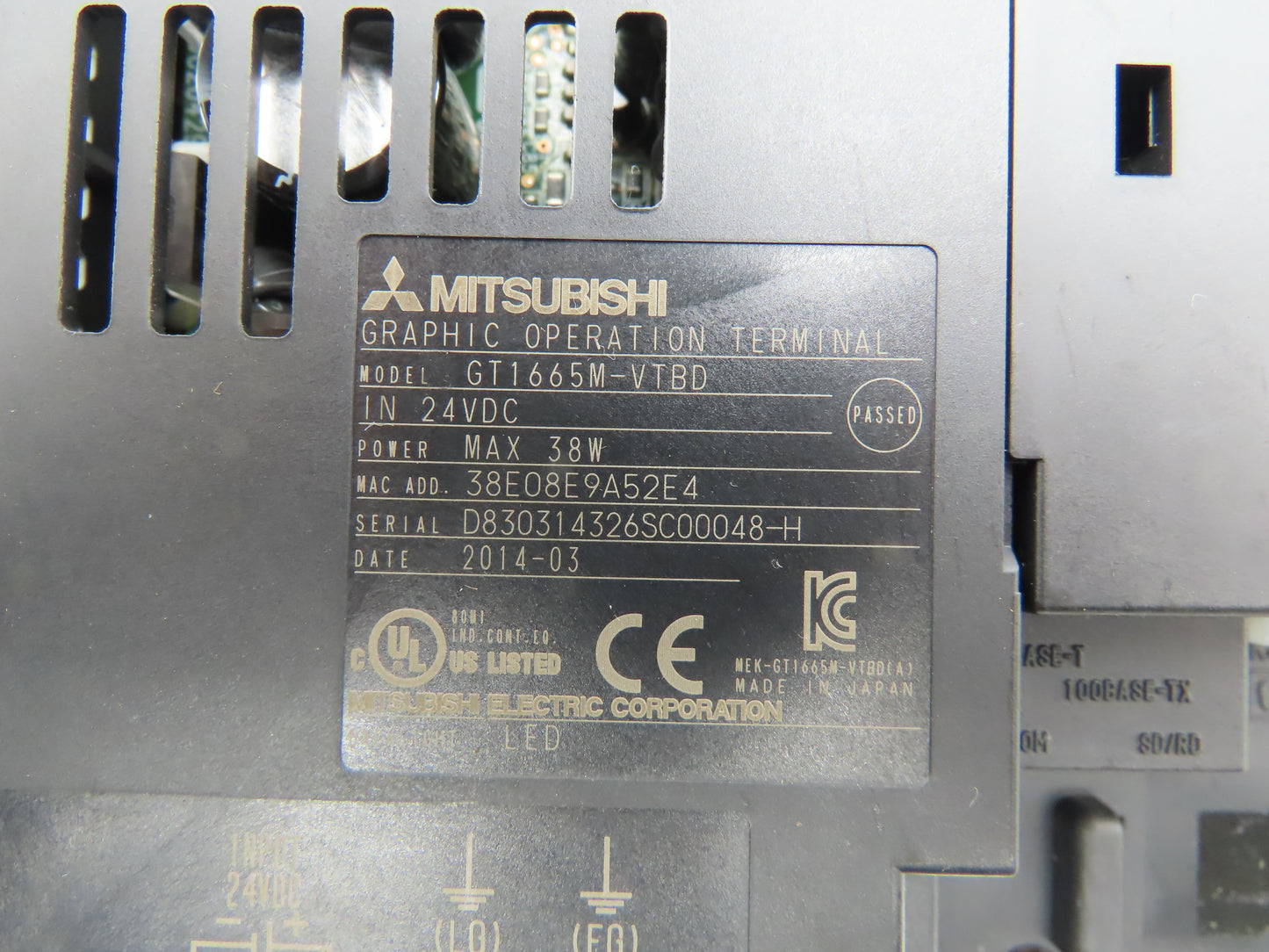 Mitsubishi GT1665M-VTBD 8.4" Color Touch Panel SVGA 800x600p 24VdC Color LCD