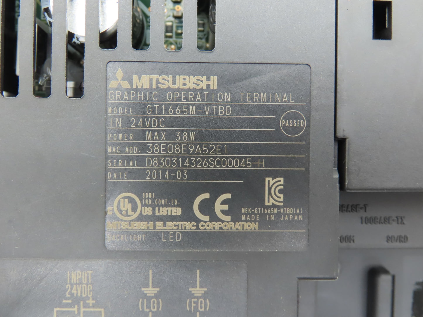 Mitsubishi GT1665M-VTBD 8.4" Color Touch Panel SVGA 800x600p 24VdC Color LCD