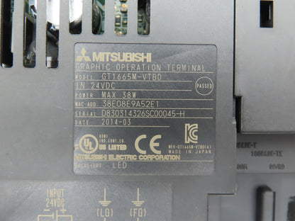 Mitsubishi GT1665M-VTBD 8.4" Color Touch Panel SVGA 800x600p 24VdC Color LCD