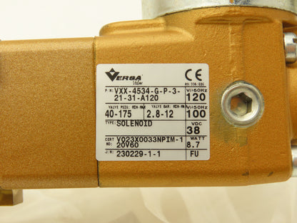 Versa VXX-4534-G-P-3-21-31-A120 Pneumatic Solenoid Valve 4-Way 3-Pos 40-175 PSIG
