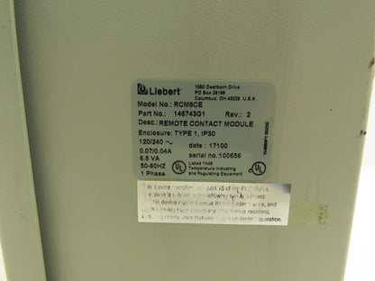 Liebert RCM 8 Point Monitor System Alarm Control Panel 115VAC