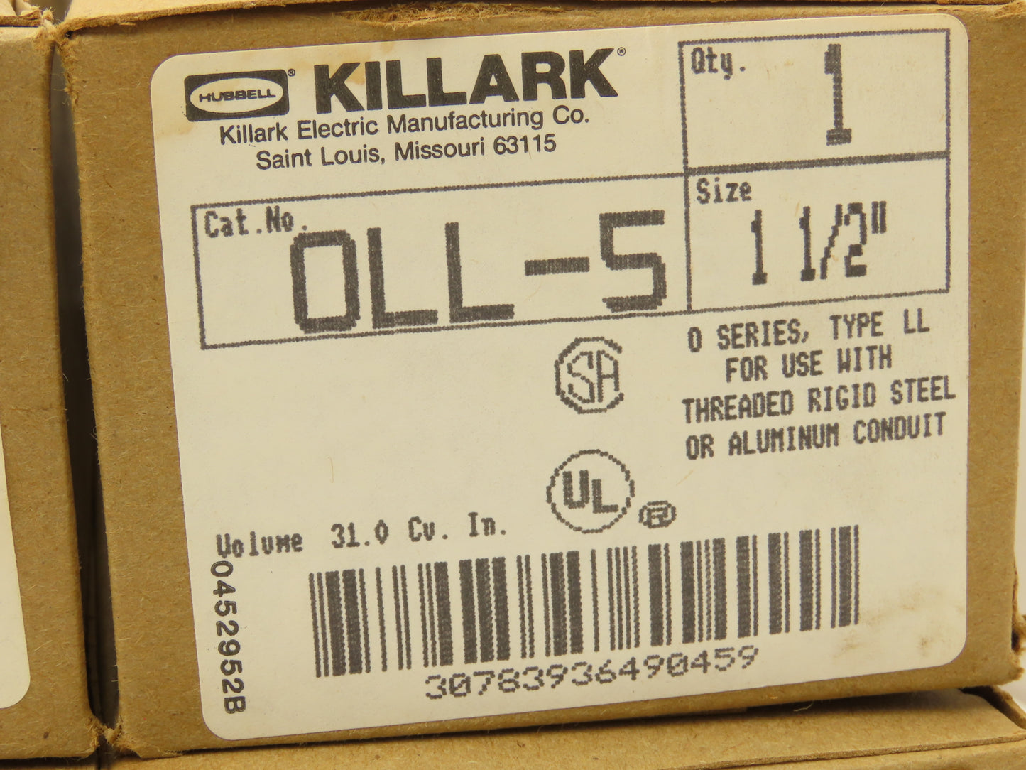 Hubbell OLL-5 LL Conduit Body Connector Size 1-1/2" 3-#1/0 AWG Lot of 5