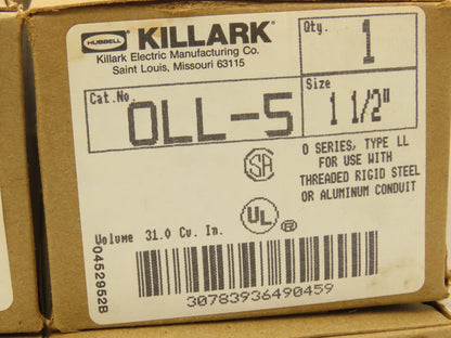 Hubbell OLL-5 LL Conduit Body Connector Size 1-1/2" 3-#1/0 AWG Lot of 5