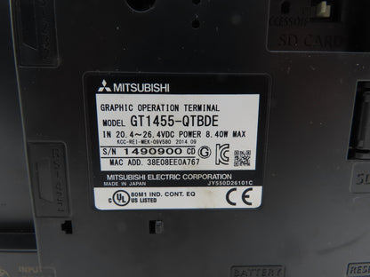 Mitsubishi GT1455-QTBDE 5.7" Color Touch Panel QVGA 24VdC Color LCD HMI Lot of 2