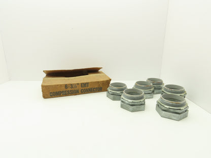 NA 3-1/2" 3-1/2" EMT Compression Connector Insulated Lot of 6