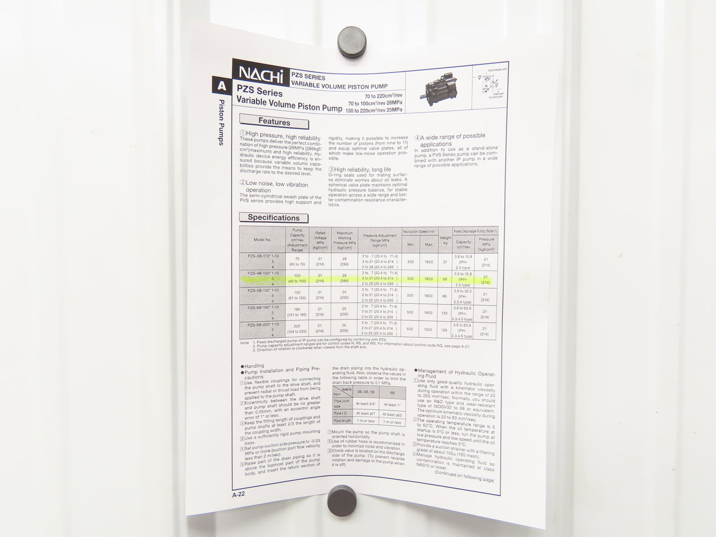 Nachi S-5067 Hydraulic Power Unit Variable Pump 100 Gal 46gpm 22kw 230/460V