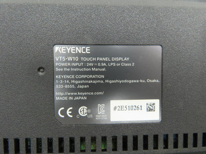 Keyence VT5-W10 10" Wide Screen Touch Panel 1024x600p 24VDC Color TFT LCD