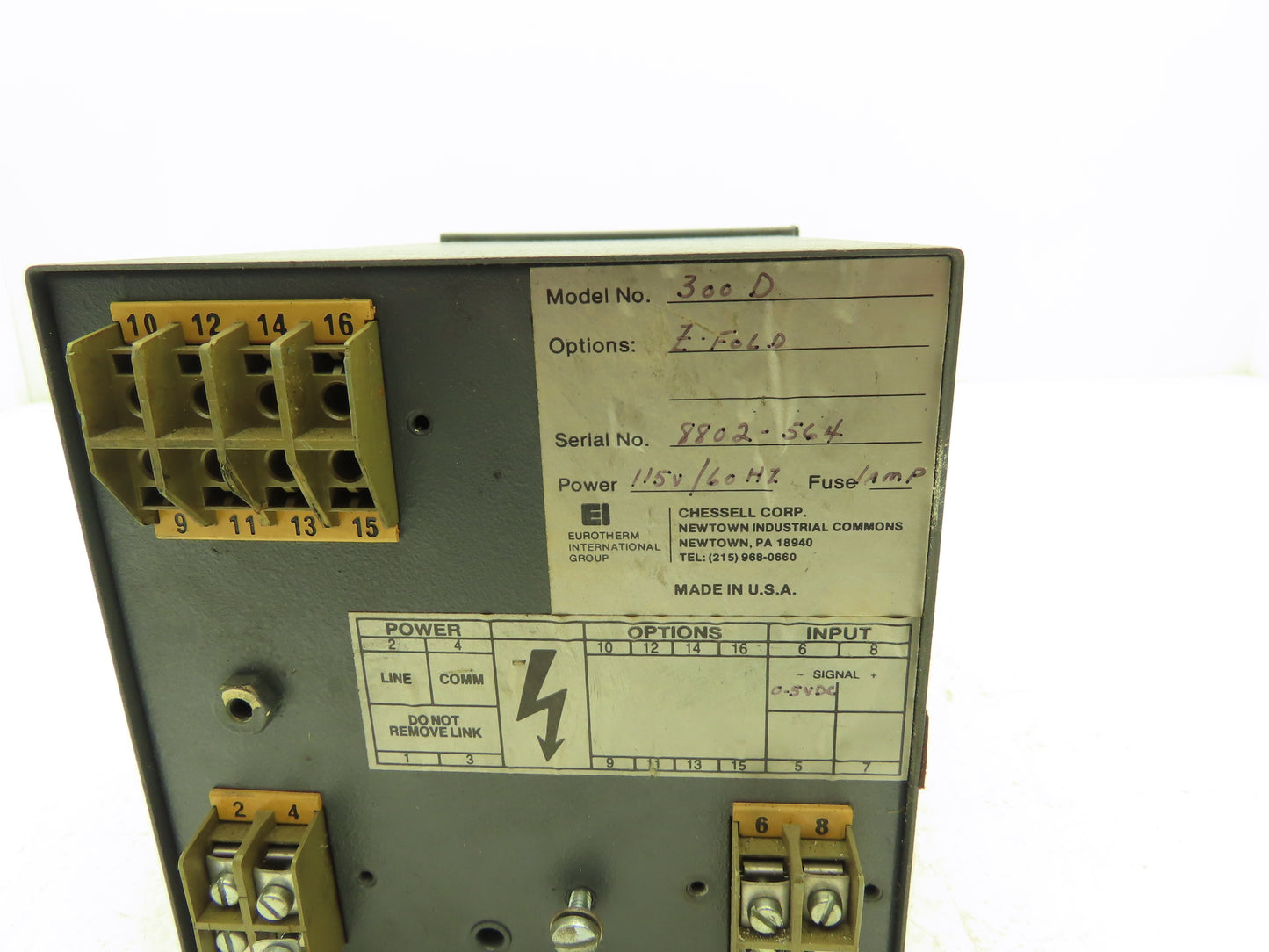 Marathon Monitors Eurotherm 300 D Chart Recorder 0-2 %C 120VAC