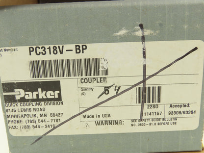 Parker PC318V-BP Mold Coolant Quick Coupling 90 Deg Barb 1/2" Hose ID Lot of 4