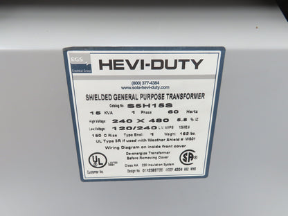 Hevi-Duty S5H15S Power Transformer 15kva Single Phase HV 240/480V LV 120/240V
