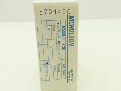 Nicholson 5704400 Steam Trap Repair Kit A-AU-AHV Bronze Bellows 2-3/4" Washer