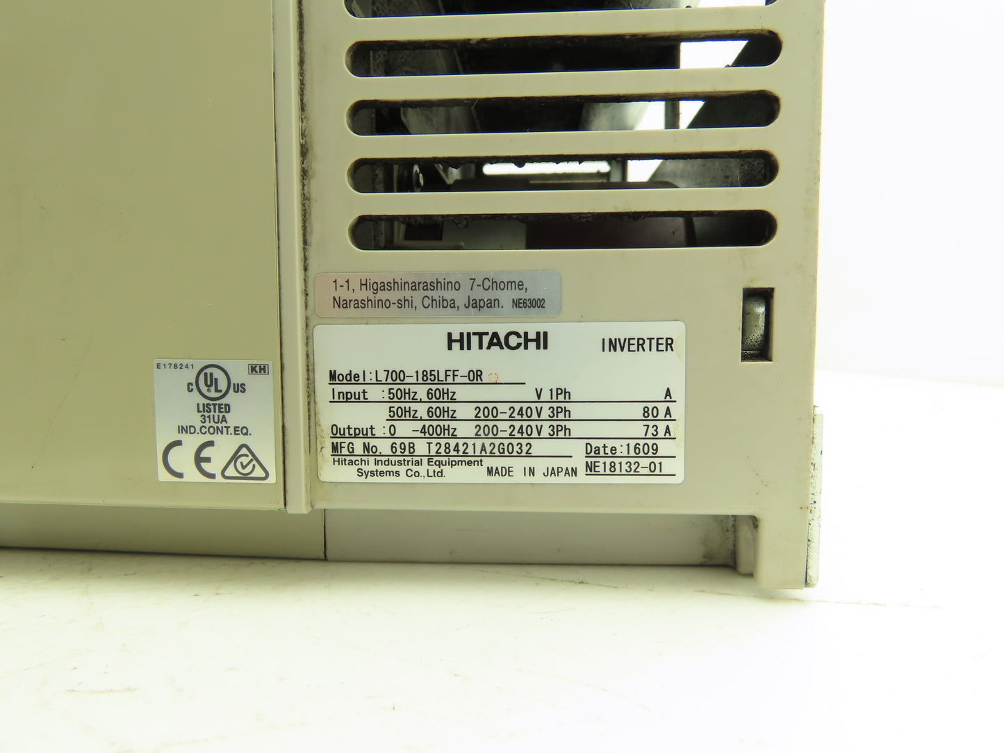 Hitachi L700-185LFF-0R AC Inverter Drive VFD 200-240VAC 3PH 73A L700 *Read