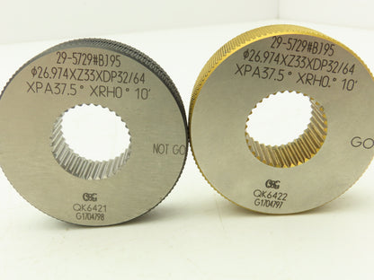 OSG Spline Threaded Ring Gauge XPA37.5° XRH0° Inspection Go / No Go Set