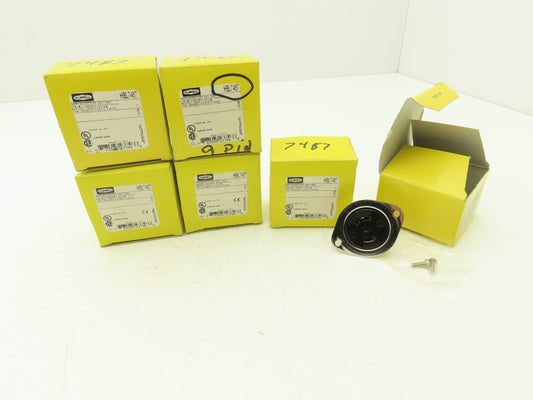 Hubbell HBL7487 Flange Mount Twist Lock Receptacle 15A 120/250VAC Lot of 6