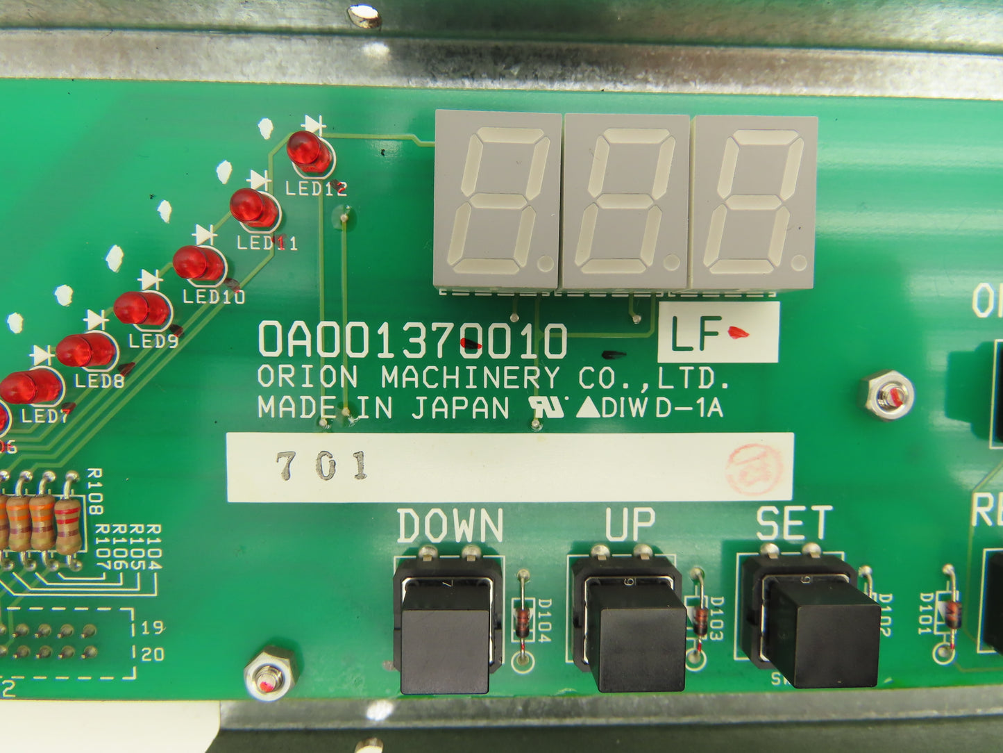 Orion Machinery 0A001370010 Printed Circuit Control Board Control RKE22000A-V