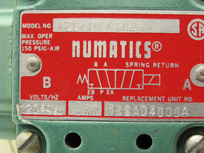 Numatics 12SAD4410A Pneumatic Air Solenoid Valve 120V 5 Way 2 Position