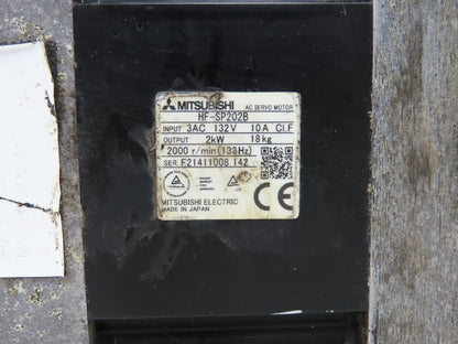 Mitsubishi HF-SP202B Servo Brake Motor 2kW 2000 RPM 132V 3PH Encoder 0BA18-100