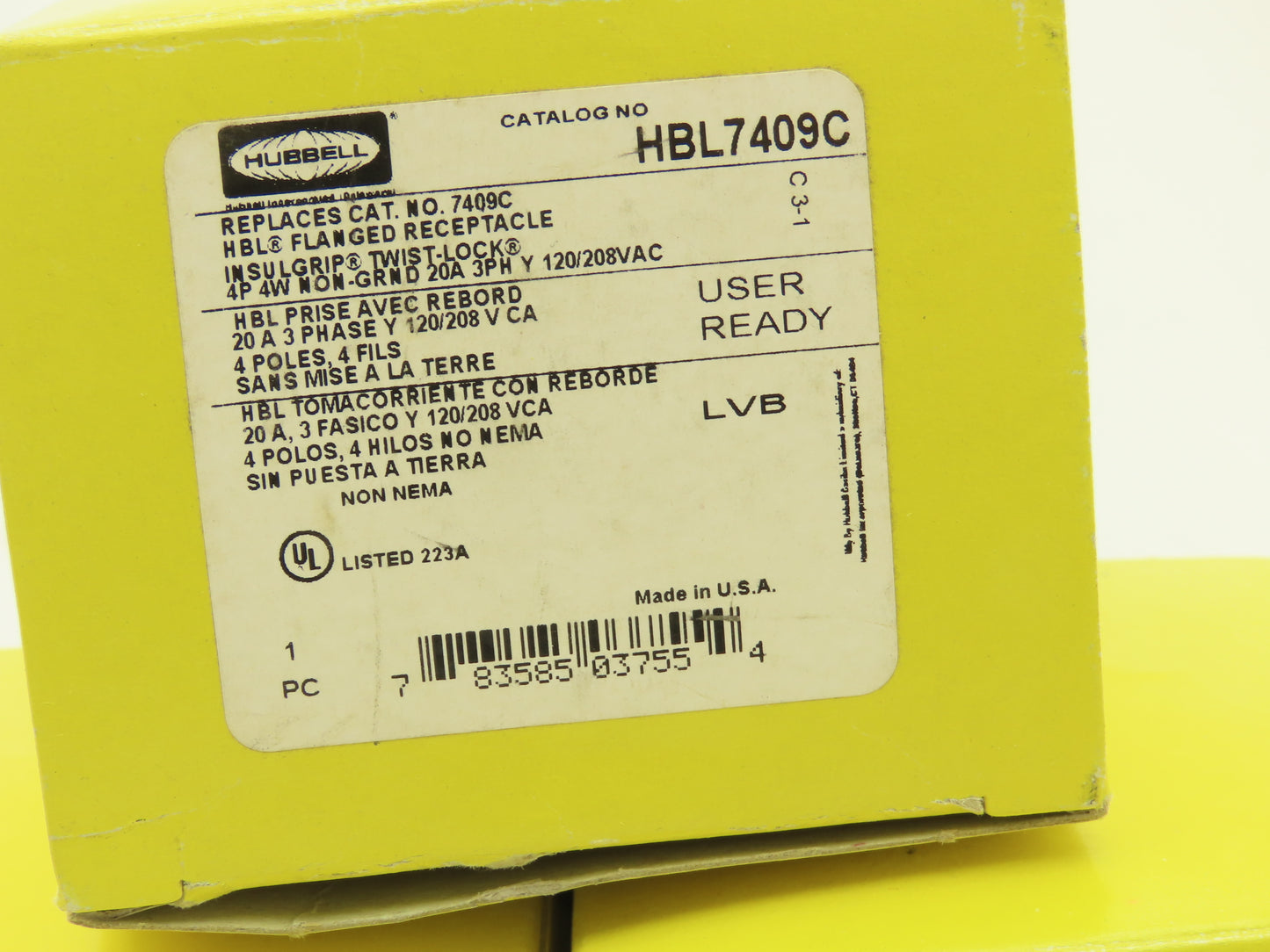 Hubbell HBL7409C Twist-Lock Flanged Receptacle 20A 3PH 120/208V 4P 4W  Lot of 6