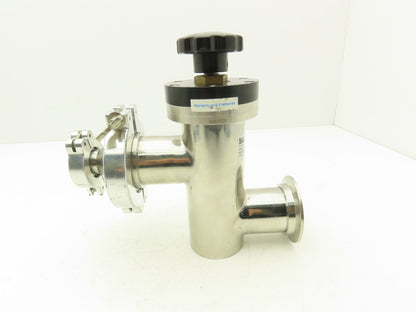 Kurt J Lesker SL0200MVQF Manual Bellows Angle Valve 2" SS Flanged W 1" Reducer