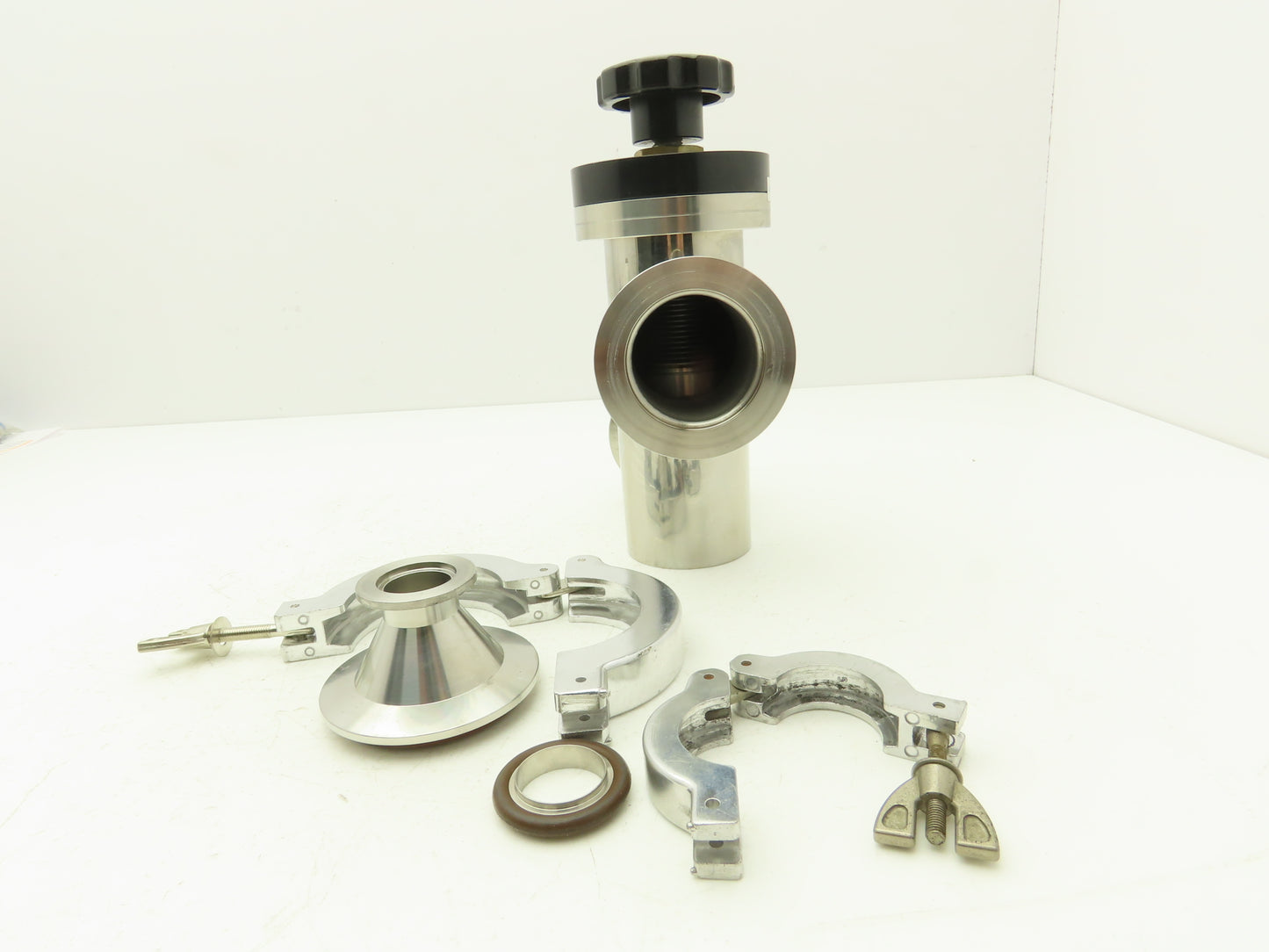 Kurt J Lesker SL0200MVQF Manual Bellows Angle Valve 2" SS Flanged W 1" Reducer